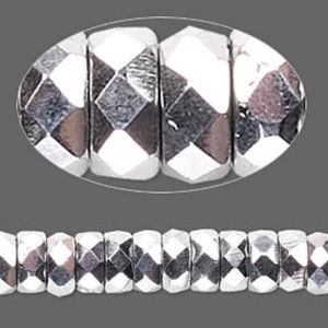 2/$15 Bead Czech Fire-polished Glass Silver 8x4mm Faceted Rondelle Tube